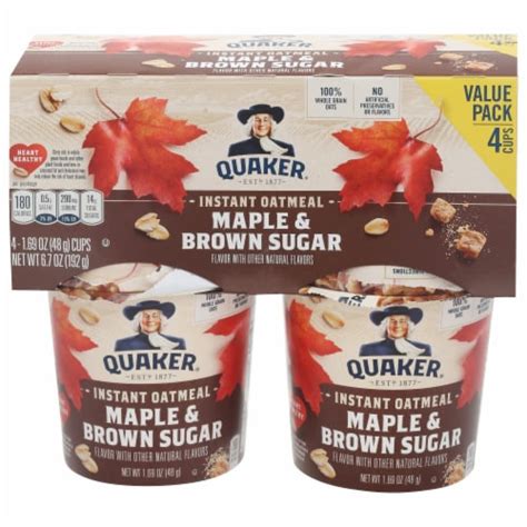 Quaker® Maple And Brown Sugar Instant Oatmeal Cups 4 Ct Kroger