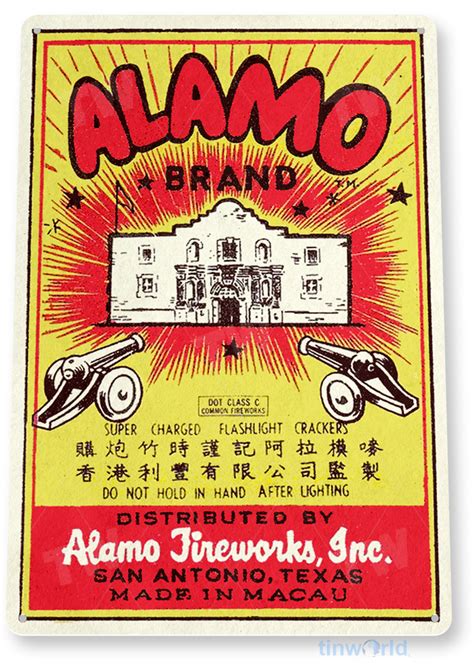 Alamo Fireworks Sign D159 - TinWorld Patriotic Signs, tinsign.com