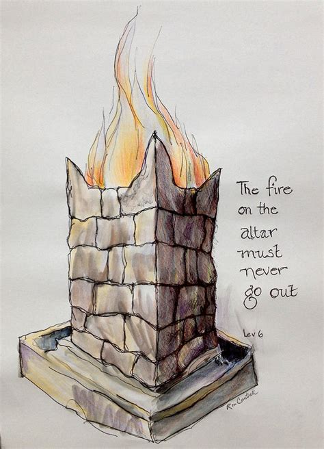 Fire on the Altar Drawing by Ron Cantrell