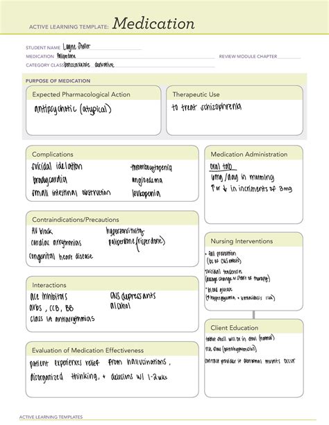 Simulation schizophrenia - ACTIVE LEARNING TEMPLATES Medication STUDENT ...