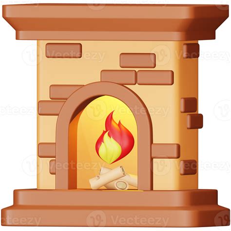 Fireplace D Rendering Isometric Icon Png