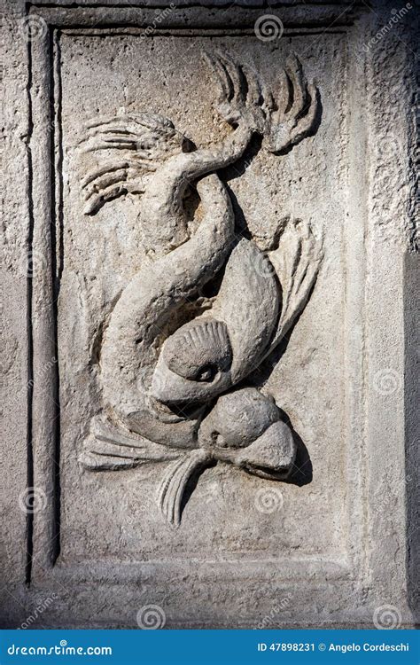 Marine Animal Fish In Bas Relief Stock Image Image Of Figurative