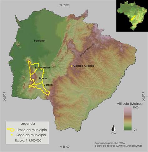 Regi O Tur Stica Da Serra Da Bodoquena Sobre Imagem De Relevo Do