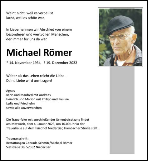 Traueranzeigen Von Michael R Mer Aachen Gedenkt