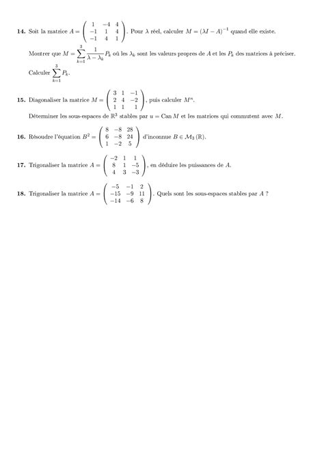 Réduction des endomorphismes Exercices non corrigés AlloSchool