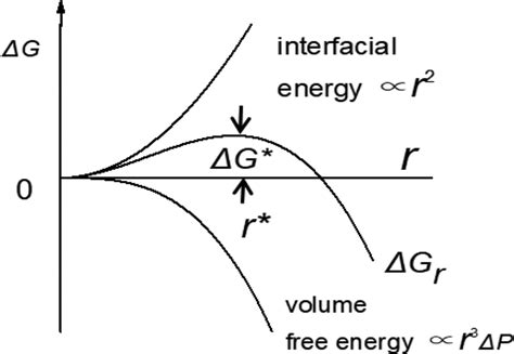 Free Energy Change During The Nucleation Of A Sphere R Is The Radius