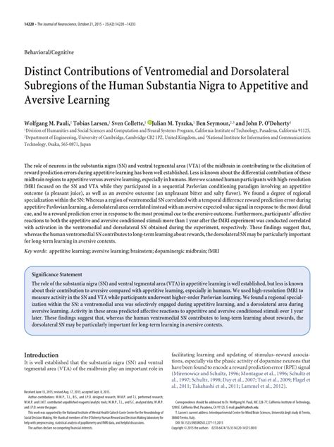 Pdf Distinct Contributions Of Ventromedial And Dorsolateral