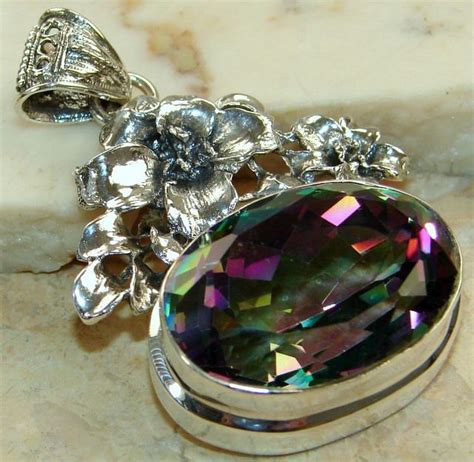 Mystic Topaz Pendant Mystic Quartz Pendant Rainbow Fire Mystic