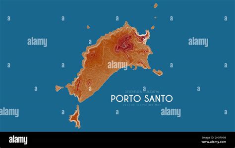 Topographic map of Porto Santo, Portugal. Vector detailed elevation map of island. Geographic ...