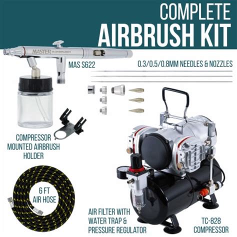 Siphon Feed Airbrush Set With Twin Cylinder Piston Airbrush Compressor