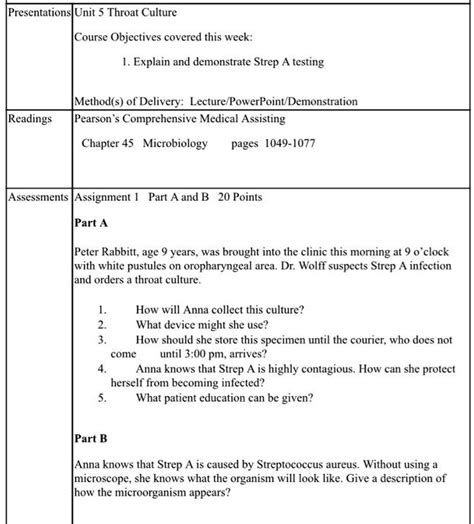 Solved Presentations Unit Throat Culture Course Objectives