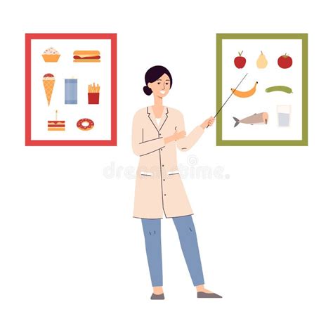 Nutritionist And Dietitian Set Cartoon Woman Creating Food Plan For