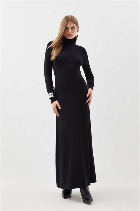 Dresses Viscose Blend High Neck Knitted Maxi Dress Karenmillen