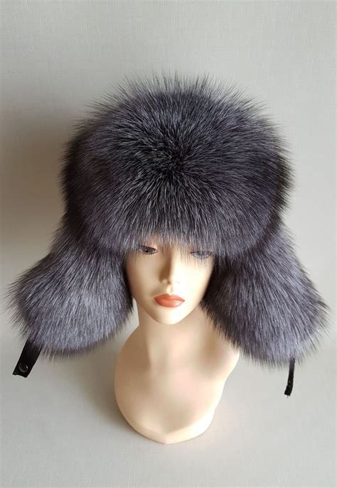 Real Bluefrost Fox Full Fur Genuine Russian Ushanka Aviator Trapper