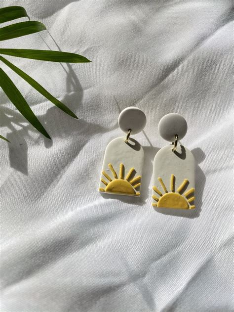 Polymer Clay Earrings Sun Earrings Boho Earrings Sunrise Etsy