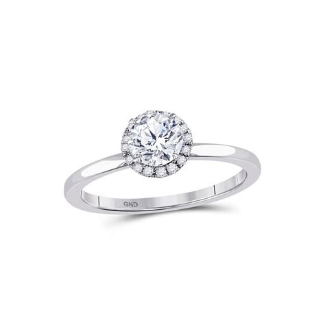 Golden Star 14kt White Gold Round Diamond Solitaire Bridal Wedding