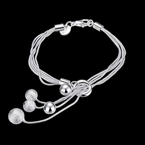 Charm Bangle Chain Bracelet New Women S Jewelry Silver Plated