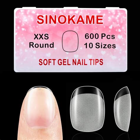 Amazon Sinokame Pcs Upgrade Extra Extra Short Round Nail Tips