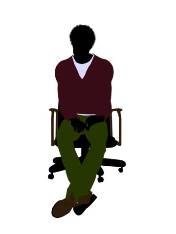 Silhouette Of A Laidback Man Of African American Descent Seated On