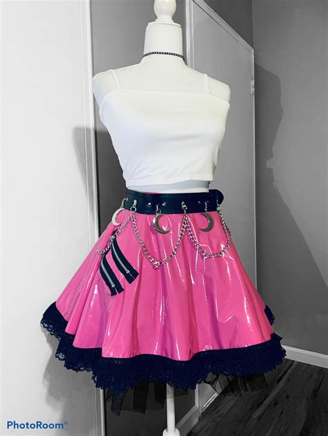 New Pink Pvc Harajuku Skater Skirt Etsy