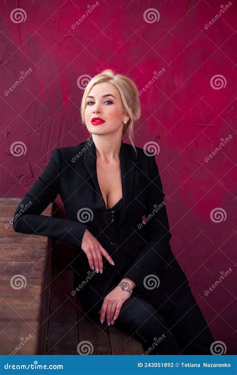 Business Style Woman In Black Suit Stock Photo Image Of Company