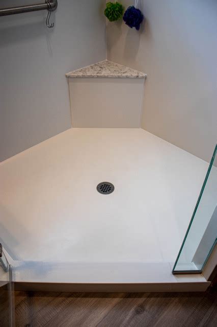 Corian Solid Surface Walk In Shower Primary Bathroom Classique Chic