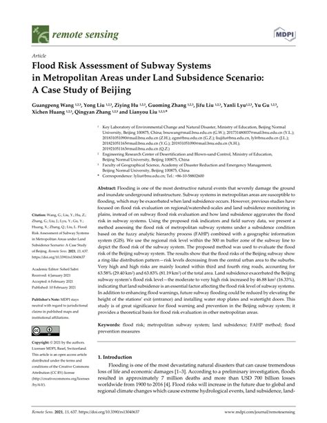 (PDF) Flood Risk Assessment of Subway Systems in Metropolitan Areas under Land Subsidence ...