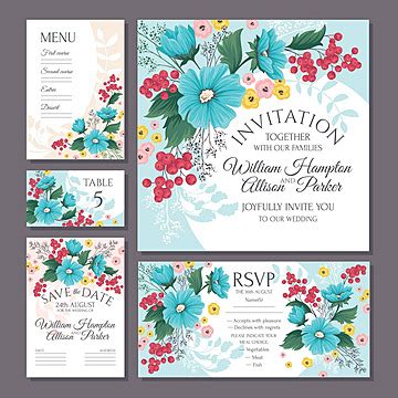 Set Of Floral Wedding Cards Fashion Design Decor Vector Fashion