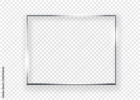 Realistic Shining Metal Picture Frame On A Wall Vector Illustration