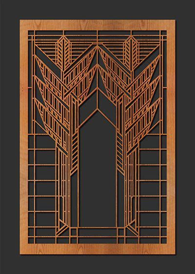 Decorative Frank Lloyd Wright Designed Laser Cut Wood Element Laser