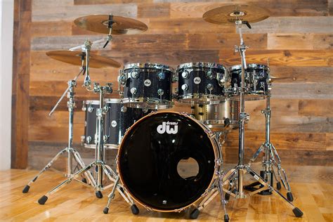 Dw Collectors Series Maple Mahogany Hybrid 6 Piece Drum Kit Black I Drumazon