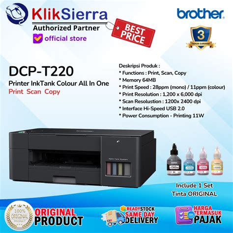 Jual Brother Dcp T220 Printer Ink Tank Colour Aio Multifunction Inkjet