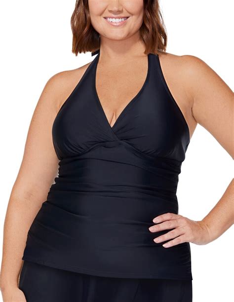 Island Escape Swimwear Plus Size Halter Tankini Top Created For Macys Shopstyle