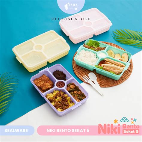 Jual Cjp Kiara Kotak Makan Niki Bento Box Sekat Free Sendok Garpu