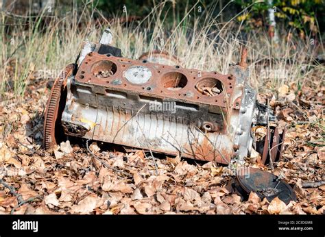 Old Rusty Broken Car Engine In Chernobyl Stock Photo Alamy