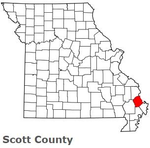 Scott County on the map of Missouri 2024. Cities, roads, borders and directions in Scott County ...