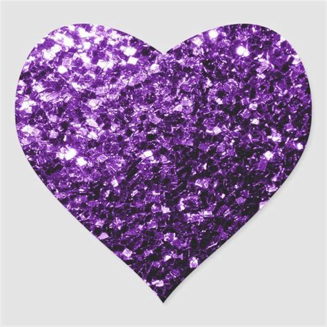 Dark Purple faux shiny glitter sparkles Heart Sticker | Zazzle | Heart ...