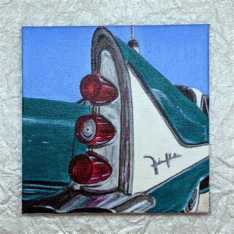 1958 Desoto Fireflite Tail Fin Acrylic Painting Mini Magnetic Etsy