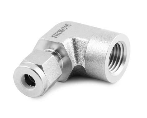 Female Elbow 316SS 16mm Tube OD 2 Ferrule X 3 8in F NPT 90Deg