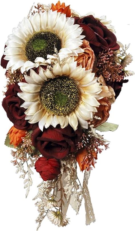 9 8 Inch Vintage Sunflower Wedding Bouquets For Bride Artificial