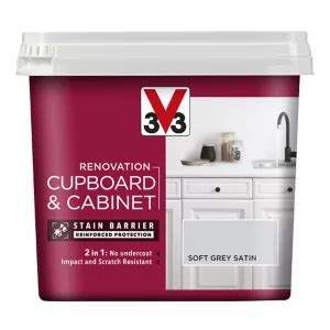 V33 Renovation Soft grey Satin Cupboard & cabinet paint 0.75L