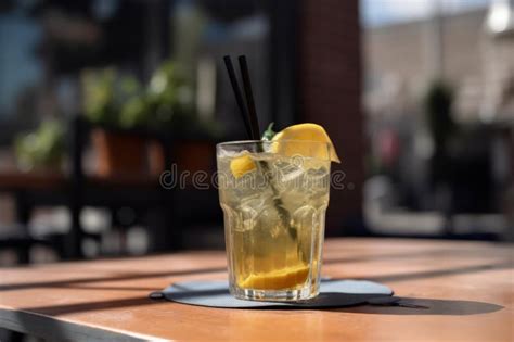 Cold Lemonade In Glass On Table Outdoor Cafe Generative Ai Stock Illustration Illustration Of