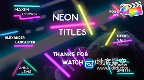 Fcpx插件 8组时尚动感的霓虹灯文字标题排版动画 Motion模板 Neon Lights Titles Fcpx 地底星空 资源网