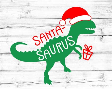 Santa Dinosaur Svg Christmas T Rex Svg Santa Saurus Svg Boy Etsy