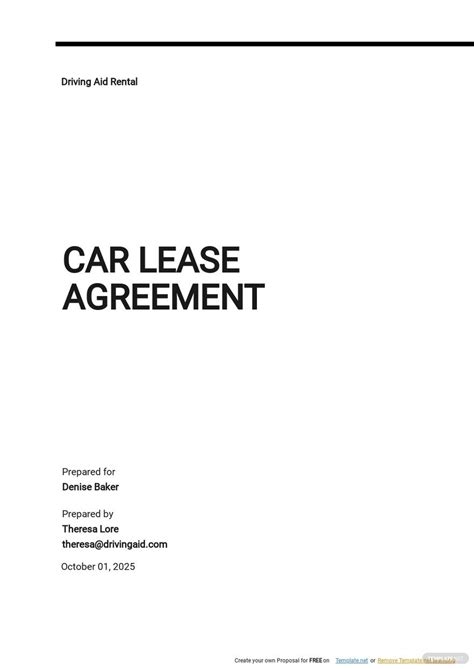 Standard Car Lease Agreement Template Google Docs Word Apple Pages