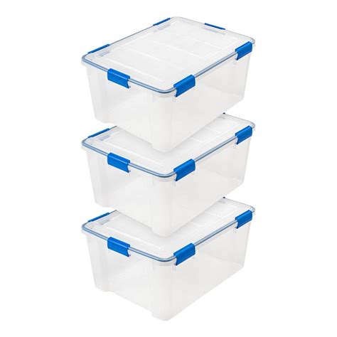 Iris 60 Qt Weathertight Multi Purpose Storage Box Clear With Blue