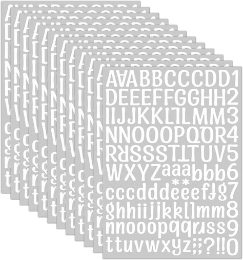 12 Sheets 1 Inch White 1500 Piece Alphabet Sticker Vinyl