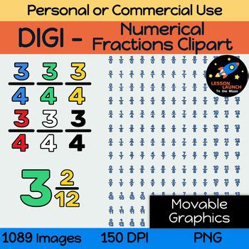 DIGI MATH BUNDLE #1 - Math Equation Symbols, Numbers, and Fractions Clipart