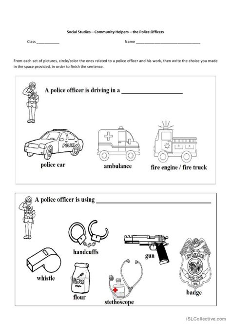 Community Helpers The Polic English ESL Worksheets Pdf Doc