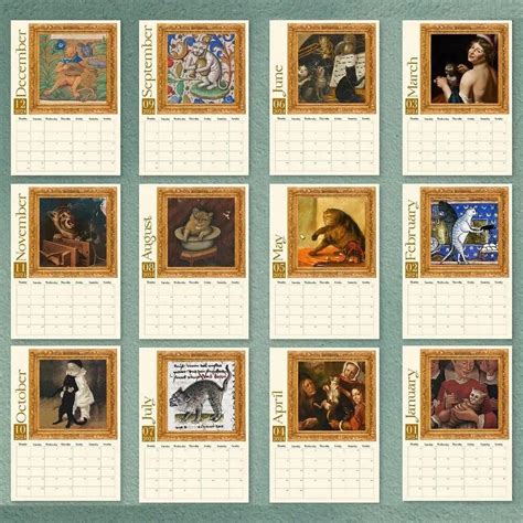 Calendrier Mural Chat 2024 Chats Laids Dans Tableaux Renaissance C